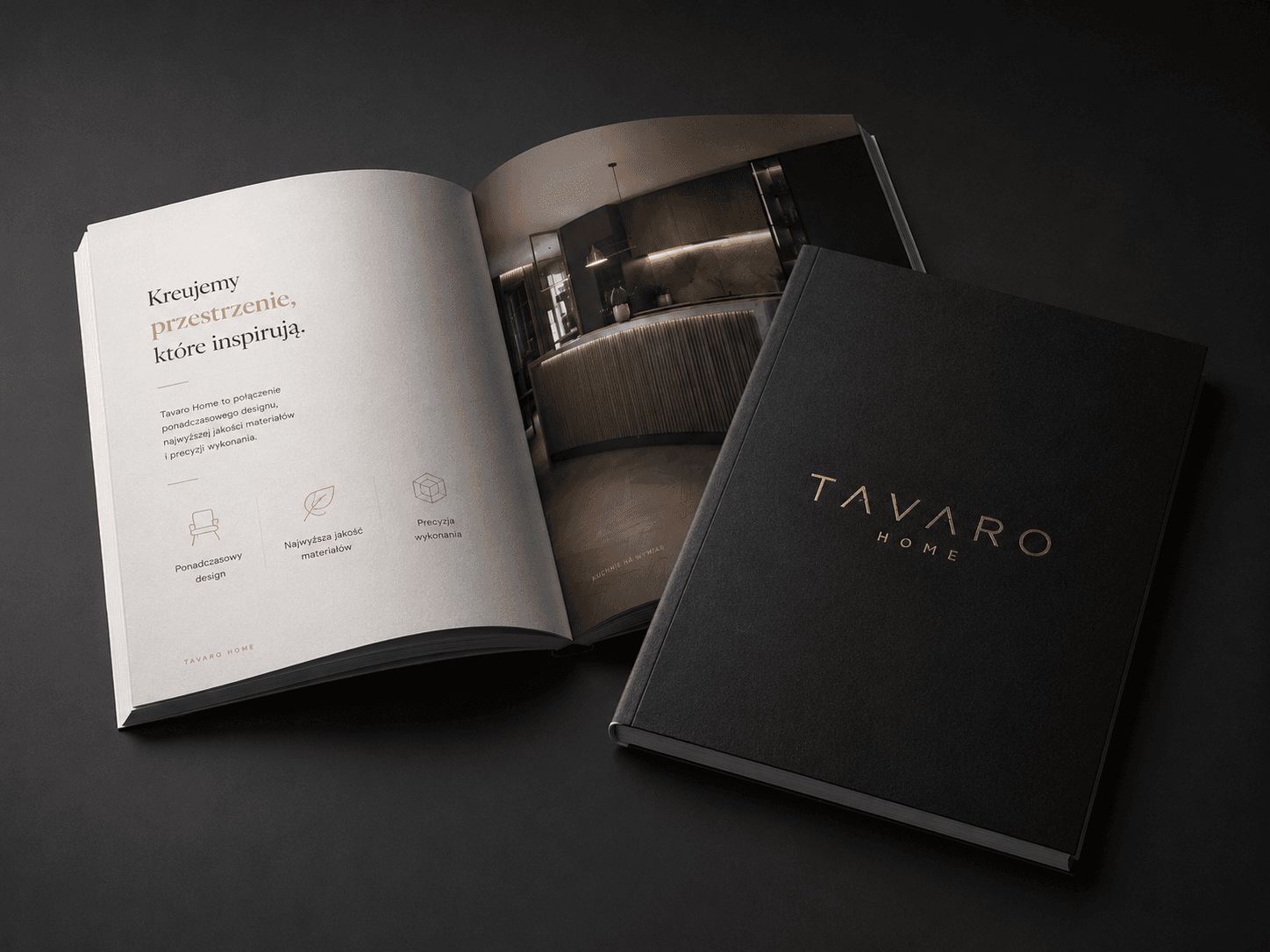 Decorative TAVARO album beside material and finish samples